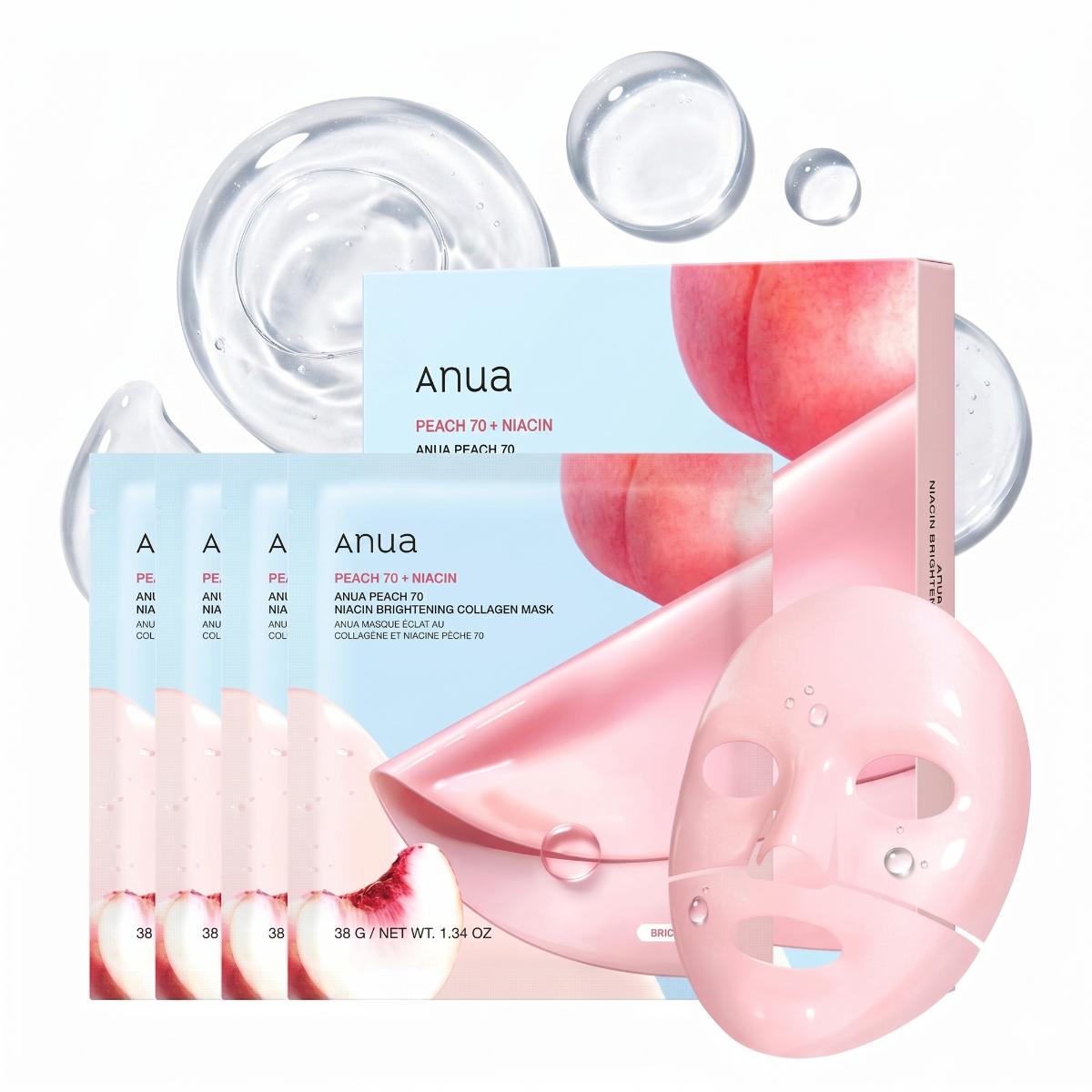 Peach Mask — Masque en tissu hydratant éclat · lot de 4