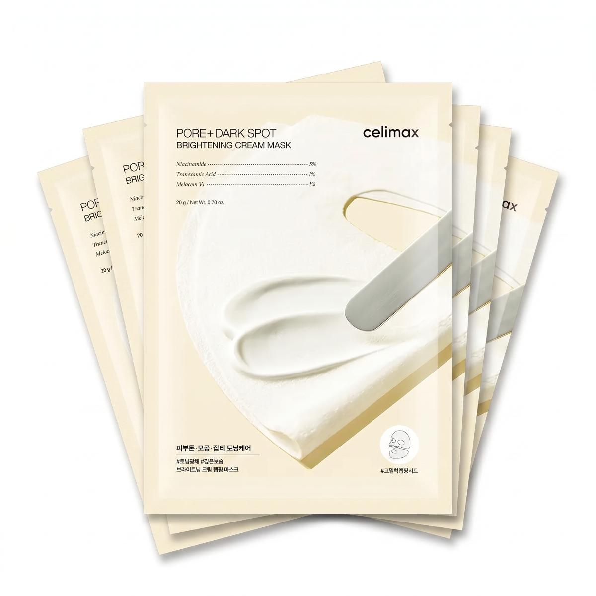 Celimax TXA Pore Blemish Brightening Cream Wrapping Mask — Masque enveloppant éclat · 5 masques