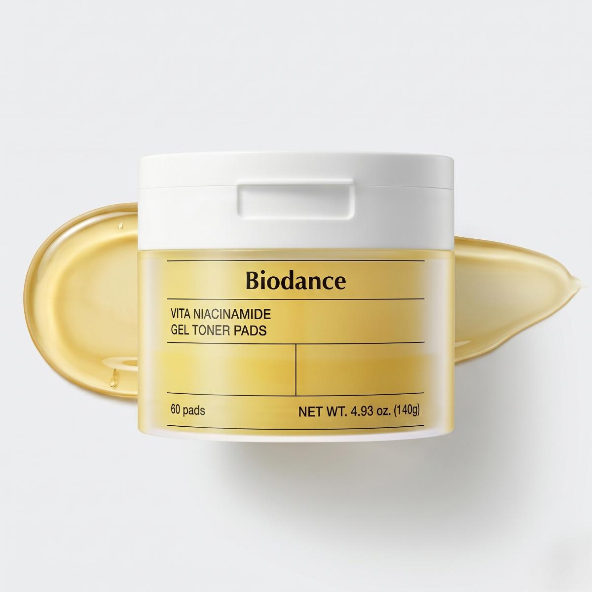 Biodance Vita Niacinamide Gel Toner Pad — Pads gel éclat · 60 pads