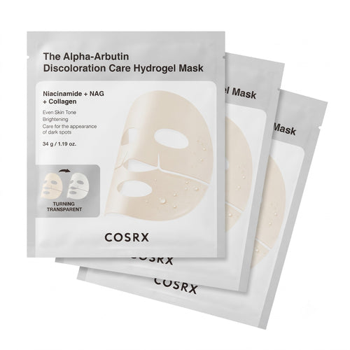 The Alpha-Arbutin Discoloration Care Hydrogel Mask — Masques hydrogel teint unifié · 3 masques